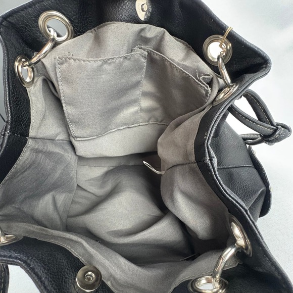 Rosetti Black Faux Leather Shoulder Bag Braided Handle Buckle Accent Daily Use - Picture 7 of 16